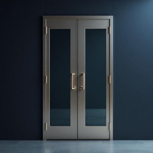 All-glass entry door with patch fittings