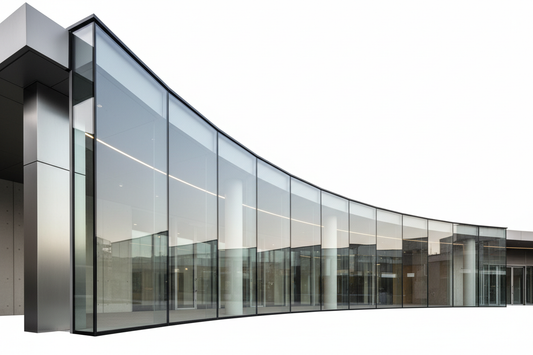 Custom curved bent glass architectural installation